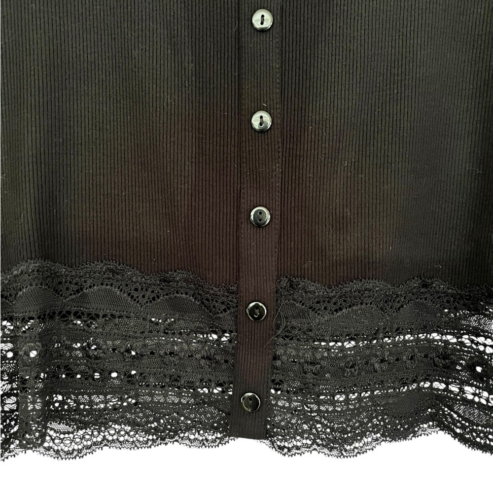 Forever 21 Women's Cropped Knit Lace Cardigan Black US Size Large - Picture 3 of 6